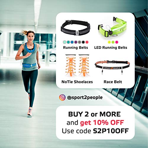 Sport2People Running Pouch Belt, USA Patented, Runner Waist Pack iPhone X 6 7 8 for Men and Women (Black)