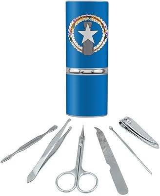 Northern Mariana Islands US Territory Flag Stainless Steel Manicure Pedicure Grooming Beauty Care Travel Kit