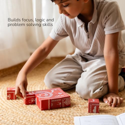 Image of 3D Wooden Toys for Kids 3-8 Yrs | 6 Puzzles in 1 Toy + 30 Activities | 12 Natual Wooden Puzzles for Kids with Activity Book | Indian Folk Art Wooden Blocks | Warli Theme