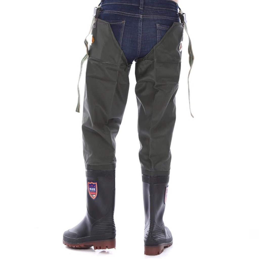 Stivali A Coscia da Pesca Stivali da Pesca Impermeabili in PVC, Stivali da trampoliere Alti 80 cm, con Fibbia Regolabile e Suola Oxford Resistente all'Usura