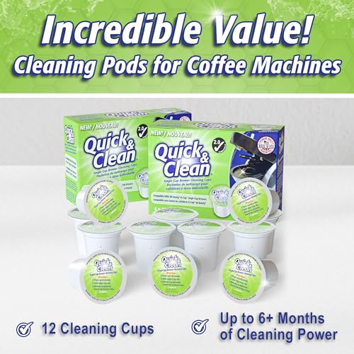 Image of Quick & Clean [24-Pack Keurig Cleaning Pods - K Cup Cleaner Pod For Keurig - 2.0 Coffee Machine Compatible, Removes Stains, Non-Toxic and Eco-Friendly