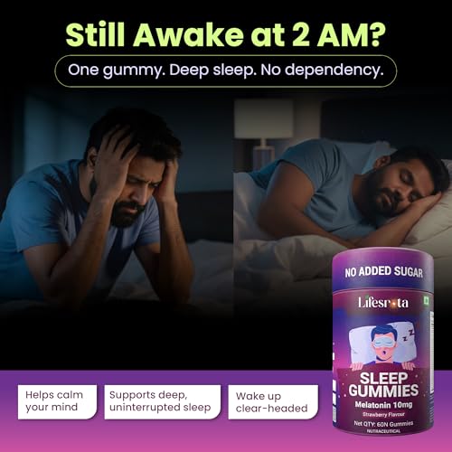 Image of 10mg Melatonin Sleep Support Gummies for Deep Sleep, Relaxation & Calmness - 60 Sleep Gummies for Men and Women - Sugar Free & Non-Hobbit Forming - Strawberry Flavour (Pack of 2)