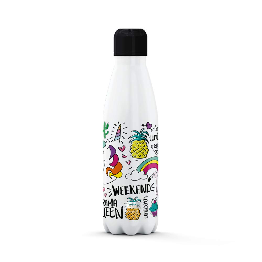 I-Drink Botella Térmica Unicornio 1000 ml, Metal, Unicorno