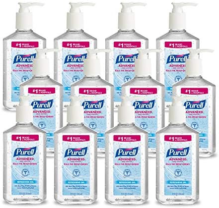 PURELL Advanced Hand Sanitizer Refreshing Gel, Clean Scent, 12 fl oz Pump Bottle (Pack of 12) - 3659-12