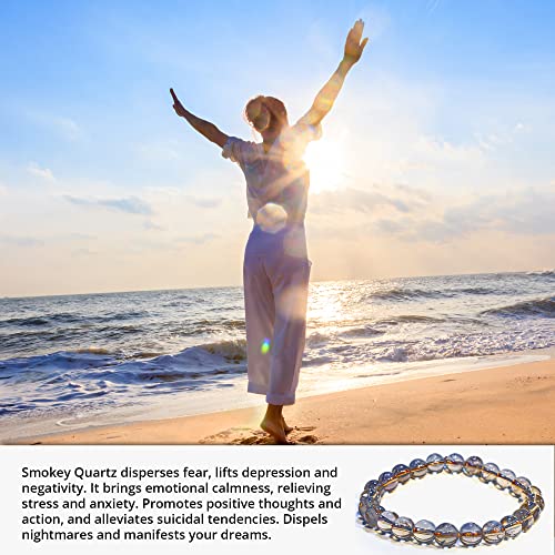 Image of ANAYA AGATE Healing Crystal Bracelet for Women and Men - 8mm Round Beaded Bracelet for Men and Women - Unisex Stretchy Gemstone Bracelet for Healing and Protection