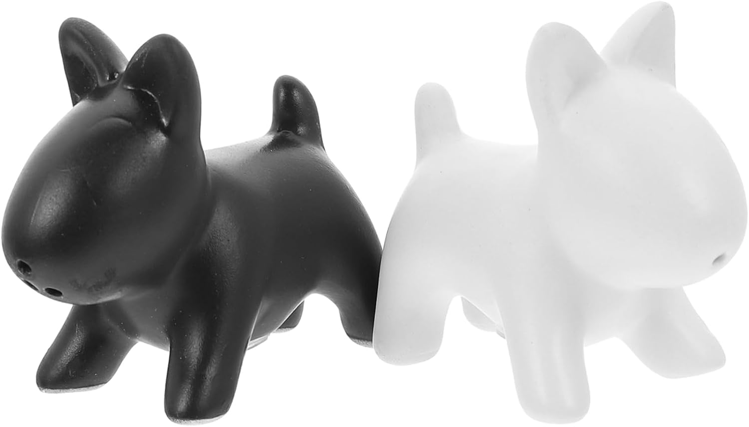 2pcs Dog-Shaped Ceramic Black and White Seasoning Jars for Kitchen Creative Spice Containers Lid for Home and Restaurant Use
