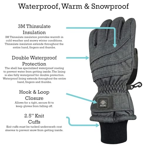 Image of N'Ice Caps Kids Waterproof Winter Thinsulate Warm Gloves | Boys and Girls Snow Ski Gloves with Durable Grippers on Palms, Fingers and Thumbs, 3M Insulation Ideal for Cold Weather