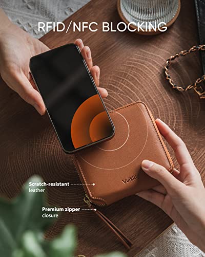 Vulkitty Women Leather Wallet Rfid Blocking Bifold Slim Coin Purse Credit Card Holder With Zipper Pocket Case #TOP4