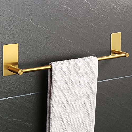 Alise Bathroom Single Towel Bar Towel Rail Towel Rack Hanger Holder Self Adhesive Free-Drilling Wall Hanging 16-Inch,Sus 304 Stainless Steel Gold Finish #TOP2