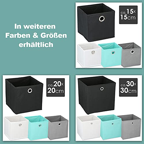 Murago - 4er Set Faltbox ca. 15x15x15 cm Türkis - Würfel Aufbewahrungsbox faltbar Einschub Korb Blau Mint Schubladen Unterwäsche Organzier Boxen Stoff Regalkorb Klappbox klein