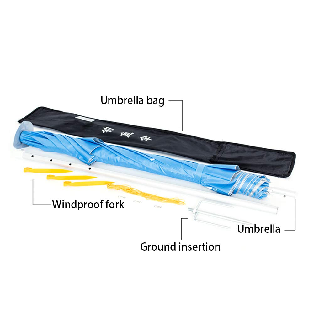 AKT Grand Parapluie de Pêche Auvent Extérieur de Parasol de Plage de Camping Anti-UV de Protection Solaire Anti-Pluie Bâche Étanche Portable