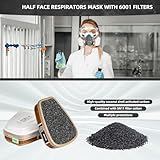Half Facepiece Respirator with Filters - Respirator Mask with 10Pcs Filter Cottons and Goggles, for Paint, Dust, Formaldehyde, Sanding, Polishing, Woodworking, Organic Vapors, Chemicals (Blue) - Image 7
