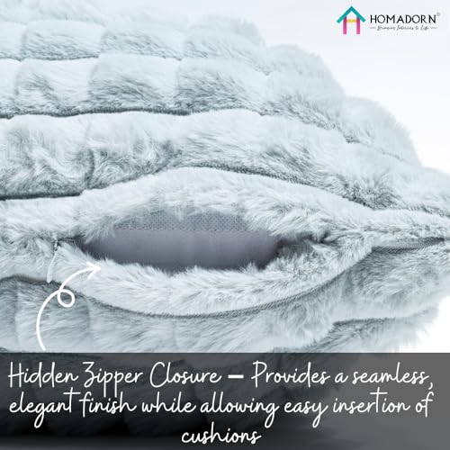 Image of HOMADORN Luxury Plush Fur Reversible Cushion Cover Ultra Soft & Cozy (Pack of 2)