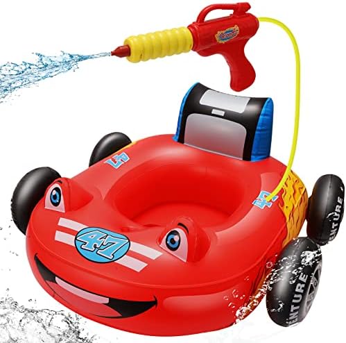 Car Pool Floats Kids with Water Gun, Kids Pool Toys for Kids Aged 3-8 Years, Toddler Pool Float for Boys, Car Inflatable Float for Pool, Beach and Any Summer Party Gift(33’’x 32’’)