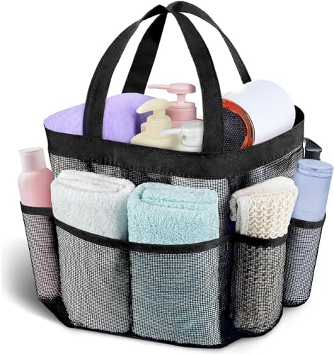 Portable 7-Pocket Dorm Shower Bag,1Pc Mesh Shower Caddy Tote Shower Caddy,Mesh Shower Caddy Toiletry Organizer Hanging Shower Tote Bag,Mesh Shower Caddy Mesh Shower Bag for College Dorm Room Essential
