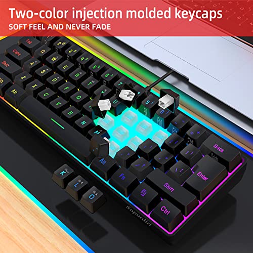 Image of DGG 60% Gaming Keyboard and Mouse Combo, Small Keyboard and Mouse Set, Mini Gaming Keyboard 61 Keys True RGB Mechanical Feel, for Computer PC Gamer