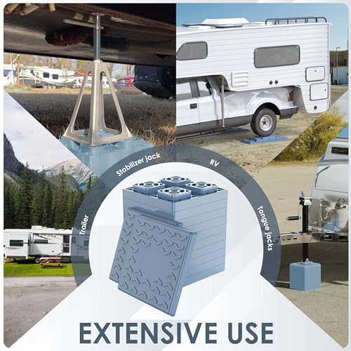 Image of CircleRoad Heavy Duty RV Leveling Blocks 12 Pack, Interlocking Design Camper Leveling Blocks with Packing Bag, Ideal for Leveling Single and Dual Wheels (Gray)