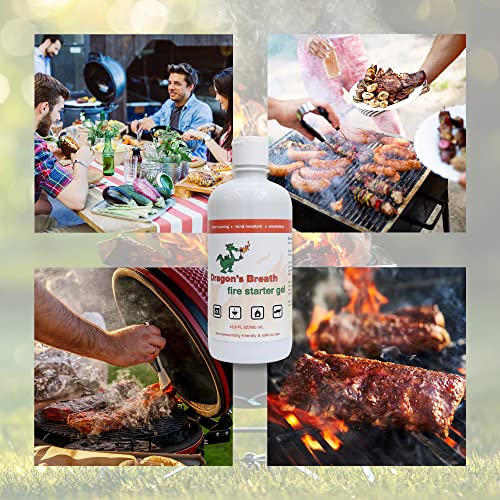 Dragon's Breath Fire Starter Gel - Smokeless & Clean Burning Ethanol Fire Gel - Wind Resistant & Works In Wet Conditions - Safe For Use With Fireplaces, Grills, Bonfires And More (8 Oz) #TOP5