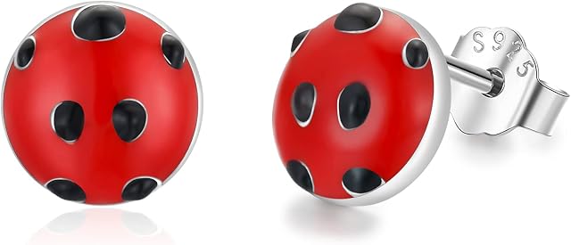 Ladybug Earrings for Women Girls 925 Sterling Silver Hypoallergenic Cute Studs Earrings for Sensitive Ears Ladybug Jewellery Gifts for Daughter