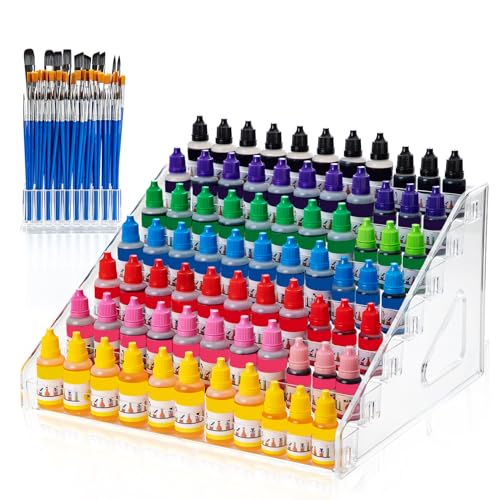 Acrylic Paint Organizer with Paint Brush Holder, Nail Polish Orga...