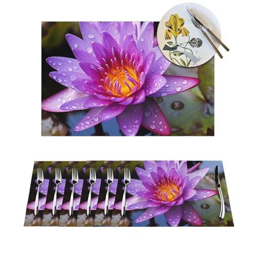Sets de table antidérapants nénuphar violet pour protéger la cuisine