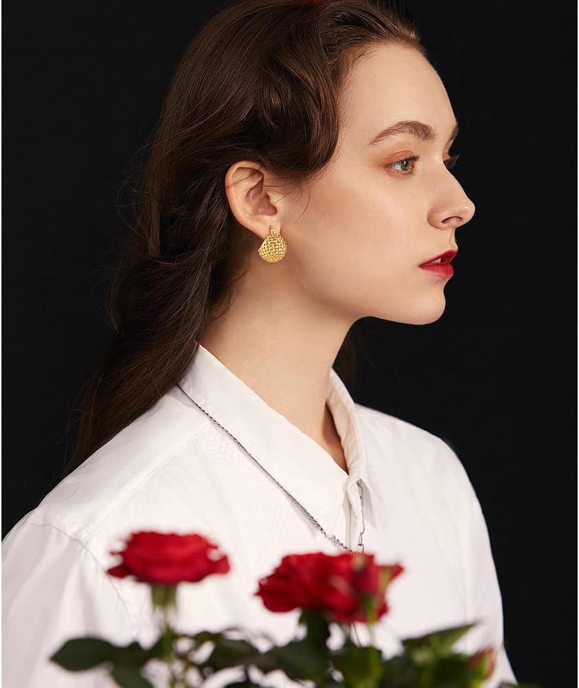 14K ゴールドメッキ フィリグリー ボール ドロップ ダングル イヤリング レディース ゴールド バスケット ドロップ チャンキー