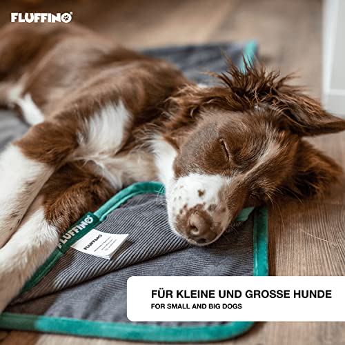 FLUFFINO® Hundedecke/Wendedecke - Hochwertig, flauschig weiche & robuste Oberseite (150x100 cm, 40°C waschbar, Grau) Kuscheldecke/Liegedecke für große und kleine Hunde - Sofadecke