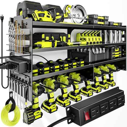 POKIPO Large Power Tool Organizer Wall Mount with Charging...