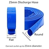 5m x 25mm (1 Inch) Diameter Layflat Discharge Pond Hose Pipe Lay Flat Submersible Pump Water Pump Hose, Blue - Image 3