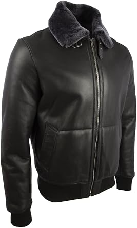 Aviatrix Men's Real Shearling Leather Pilot Aviator Bomber Jacket (FE79)