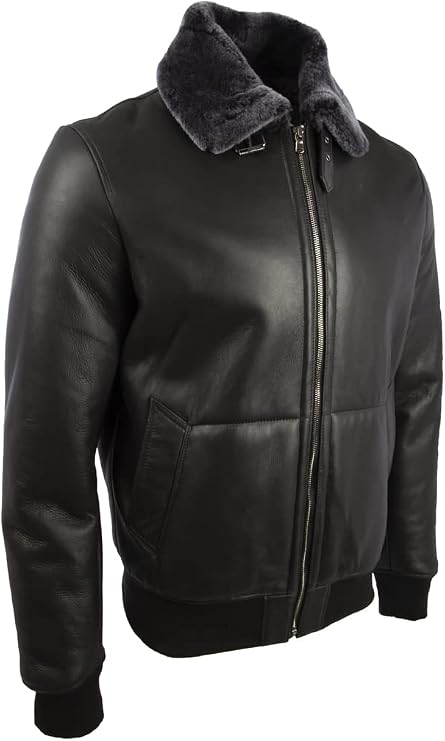 Aviatrix Men's Real Shearling Leather Pilot Aviator Bomber Jacket (FE79)