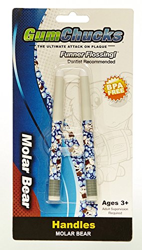 Gumchucks-170617 | Faster, Easier Flossing! | Reusable Designer Handles| Molar Bear - Blue