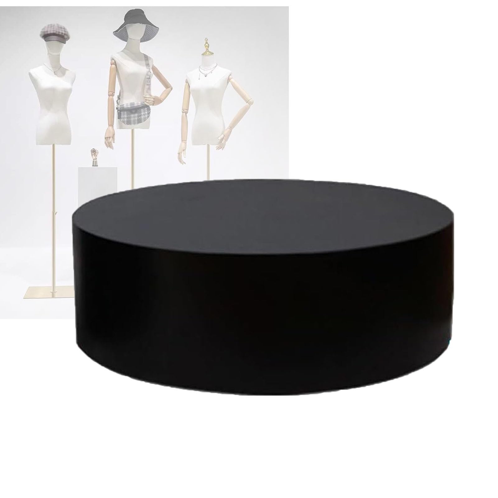 Expositor Redondo Negro para joyería y maniquí, Base de Madera para decoración de Eventos, Plataforma elevada para Tienda de Novias, 40 x 20 cm, decoración del hogar.