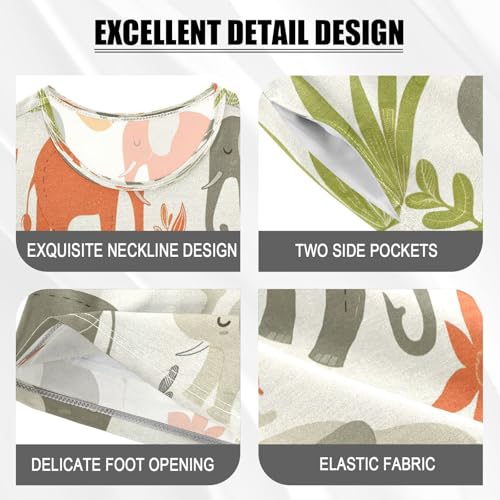 senya Short Sleeve Pajamas Sets Summer Cotton Sleepwear Grey Orange Elephants4