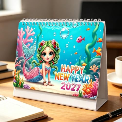 Calendario de arte de gemas para DIY 2027 con soporte de escritorio estable 3