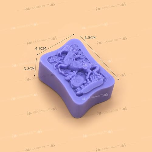 Miniatura 2 de Grainrain Molde de barra de jabón de silicona DIY Vehículo casero ornamento vela molde de resina Caballo (11071)