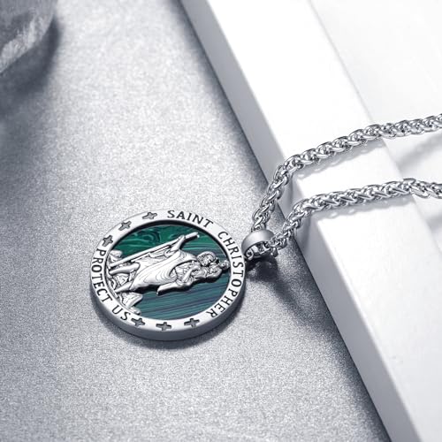 925 Sterling Silver St Michael/St Christopher Pendant Necklace for Men Women Religious Amulets Jewelry Gifts4