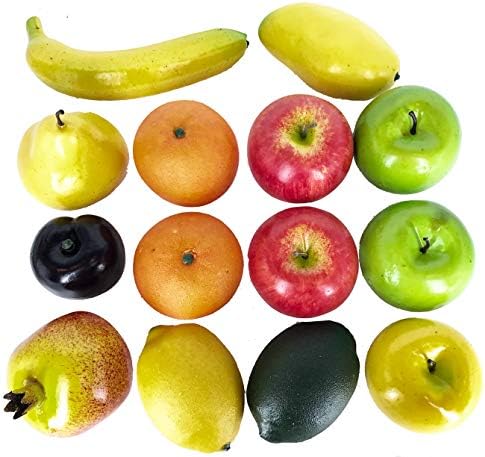 Dasksha 14PCS Lifesize Realistic Fruit Set - Fake Fruit for Decoration – NOT A Child's Toy - Set Includes Fake Apples, Oranges, Bananas, Limes