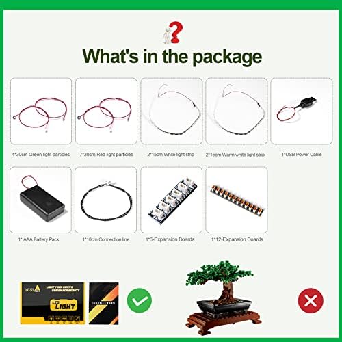 cooldac LED Light Kit for Lego 10281 Bonsai Tree Set, USB Connecting Lighting Set Compatible with Lego 10281 ( Lights Only, No Lego Models) (Lights for Green Model)