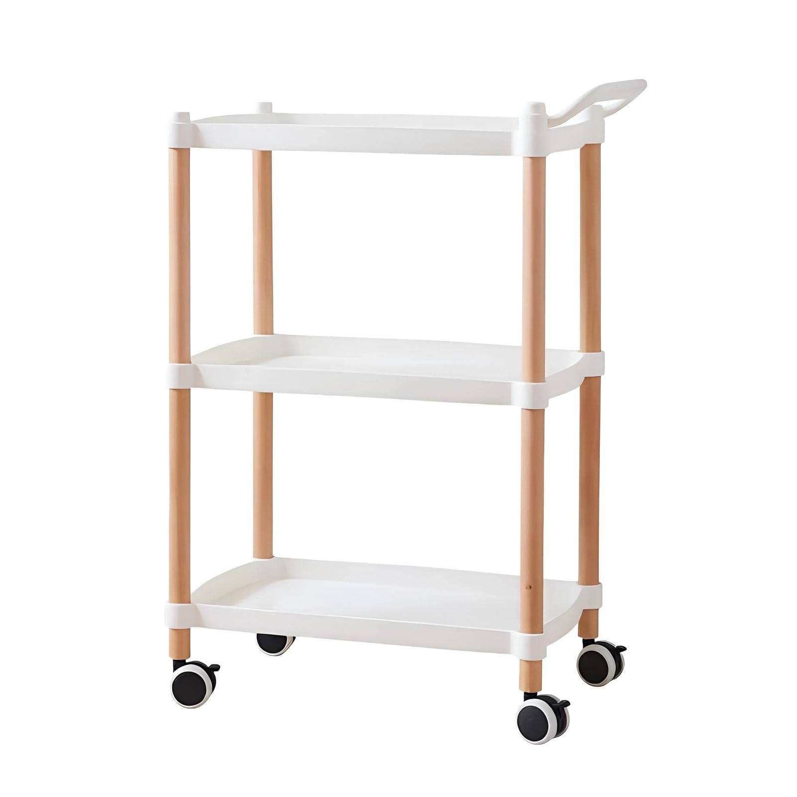 Ljhfg63kuyt White Multi-Purpose Movable Rolling Storage Cart Utility Shelf Organizer Rack For Living Room(,Large)