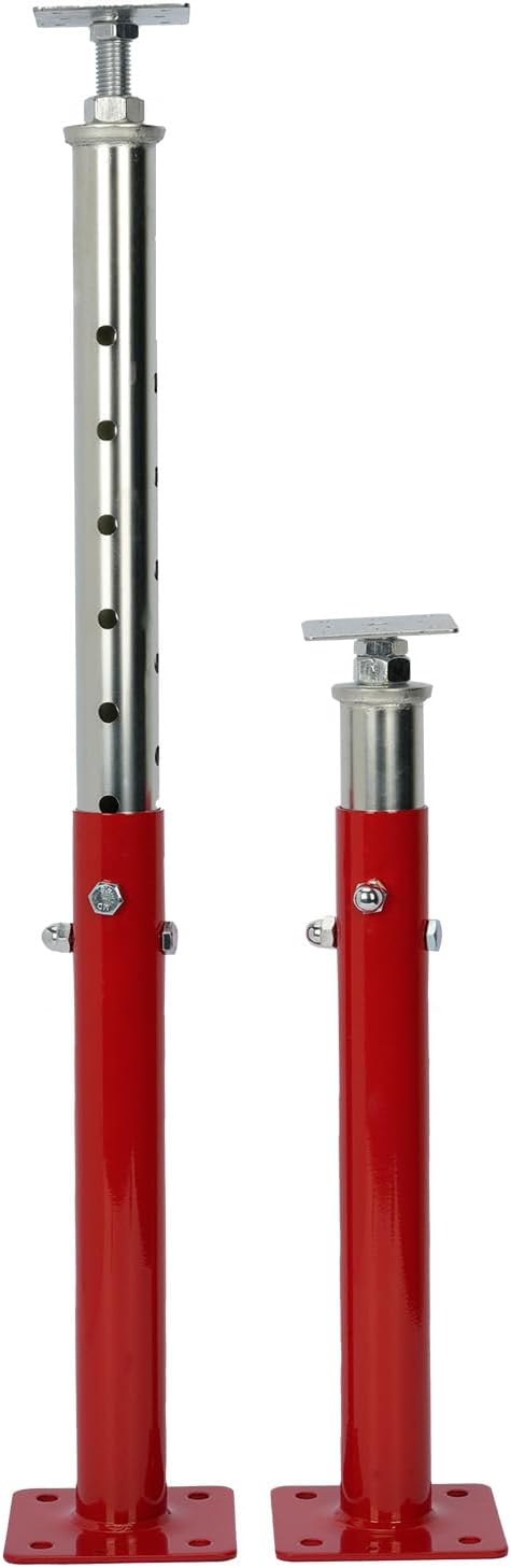 2PCS Basement Floor Jacks, Adjustable Height Range 19.7"- 33.5", House Jacks for Leveling, Red Telescoping Jack Post, Load Capacity Up to 44000 lb(Each), Galvanized