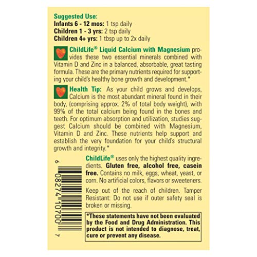 Childlife Essentials Liquid Calcium Magnesium Supplement - Supports Healthy Bone Growth For Children, Contains Vitamin D3 & Zinc, All-Natural, Gluten Free & Non-Gmo - Natural Orange Flavor, 16 Fl Oz Bottle (Pack Of 3) #TOP4