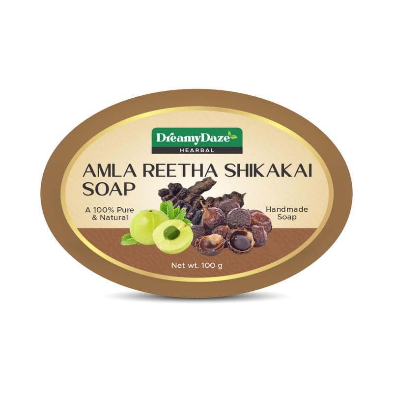 DreamyDaze Amla Reetha Shikakai Herbal Soap with Coconut Oil, Pure Honey & Glycerin - Natural Skin Brightening, Deep Clean...