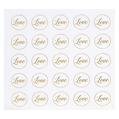 Clear Stickers - 200-Count Wedding Stickers, Gold Envelope Seal Stickers With Love, Adhesive Label For Bridal Shower Invitation, Wedding Invite, Birthday Card, 1 Inches Diameter #TOP4