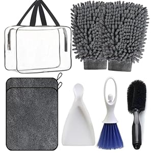 Premium Car Cleaning Kit With Bag – Car, Motorcycle And Bicycle Cleaning Kit, Includes Wash Mitts, Game-Changing Microfibre Drying Towel, Wheel Brushes, Vent Brush And Dustpan Shovel