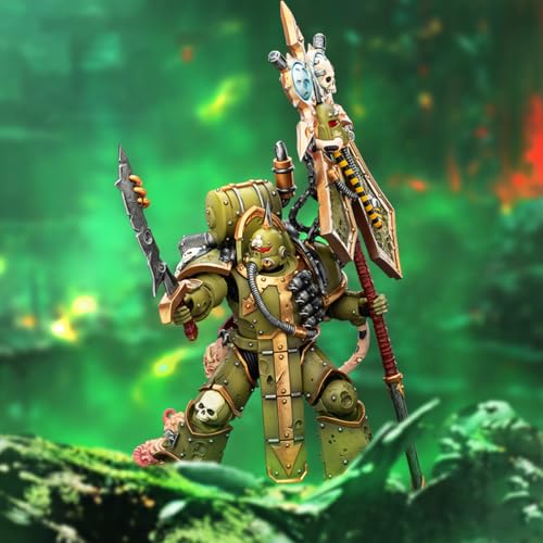 Image of JOYTOY Warhammer 40,000 Actionfigures 1:18 Death Guard Plague Marine Icon Bearer with Boltgun and Plague Knife Collection Model Birthday Gifts