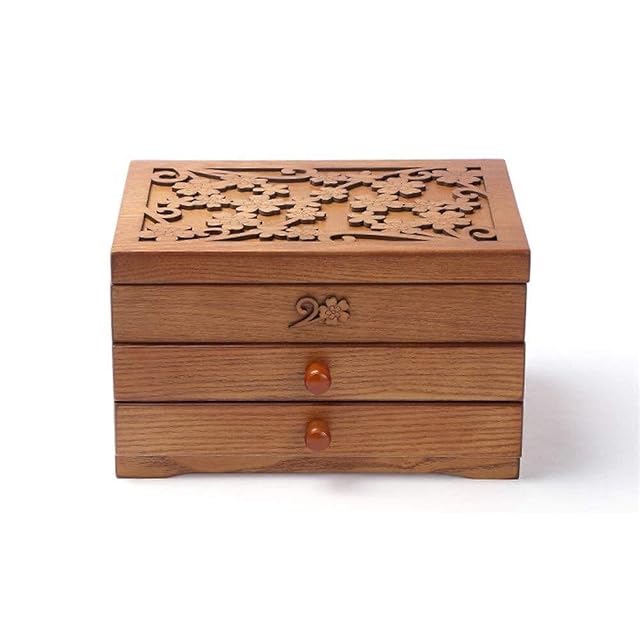 Jewellery Boxes Carved with Mirror Jewellery Chest 3 Layers Large Capacity Jewellery Organiser for Women Jewelry Box for