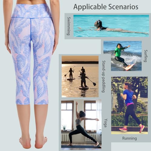 Image of Ubestyle UPF 50+ High Waist Women's Yoga Capri Leggings Swimming Tights Sun Protective