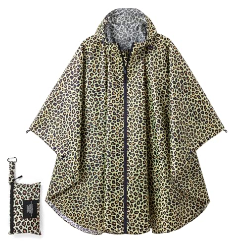 POWINSUN modischer Regenponcho mit Kapuze, wasserdichte Regenjacke mit Tasche für Damen, Herren, Erwachsene, Muster, Einheitsgröße