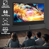 SUPER DEAL 84'' Projector Screen with Stand,Portable Indoor Outdoor Projector Screen 16: 9 4K HD Wrinkle-Free Foldable Movie Screen with Carry Bag for Backyard — image 2